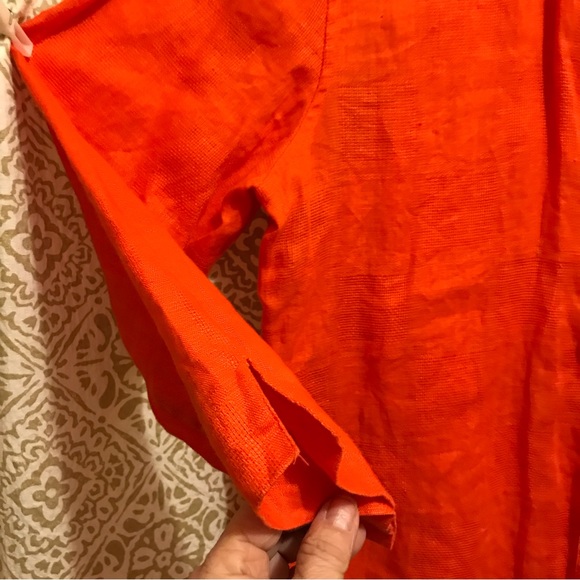 Sag Harbor 100% Linen Orange Button Front Faux Cami Long Sleeve Shirt NWOT - Picture 11 of 16